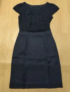 ANAYI シフォン ワンピース 36 紺 ネイビー　フォーマルのサムネイル