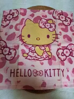 ハローキティ 日焼けキティ　ハンドタオル ピンク ヒョウ柄