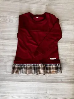 赤いウサギ刺繍Tシャツ 95cm