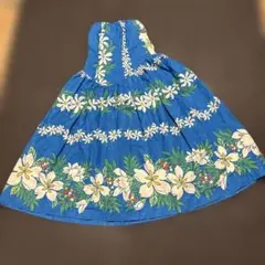 フラダンス用ドレス ムームー ブルー 花柄