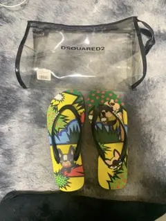 新品タグ付】DSQUARED2 26cm 41 ビーチサンダル ポーチ付 総柄 - メルカリ