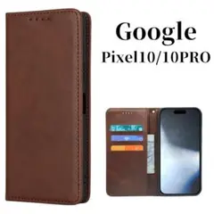 Google Pixel10 10PRO ケース 手帳型 スリム ブラウン