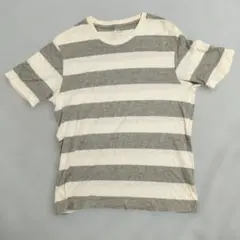 UNIQLO ボーダー 半袖Tシャツ グレー×ホワイト L