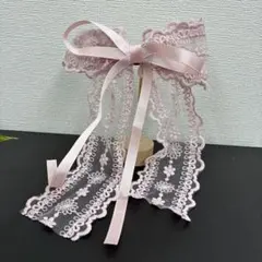 ピンク レース リボン ヘアアクセサリー