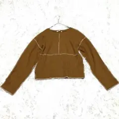 レトロガール　カットソー　長袖　リブ　配色ステッチ　切り替え　綿100％