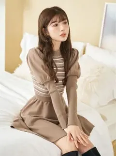 Darich★マルチボーダーミニワンピース☆ブラウン★F☆ダーリッチ