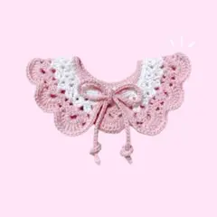 つけ襟　ハンドメイド　かぎ編み　編み物　犬猫　ぬいぐるみ