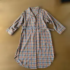 one way チェック柄 ロングシャツワンピース M