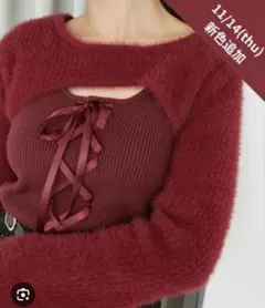 MAJESTIC LEGONデコルテオープンレースアップニット