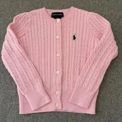 【美品】3/3T Ralph Lauren ケーブルニットカーディガン 淡ピンク