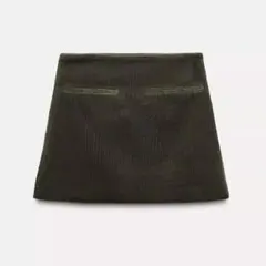 ZARA コーデュロイ ミニスカート カーキ