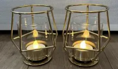 《ほぼ未使用》IKEA LEDキャンドルホルダー 2個セット ゴールドのサムネイル