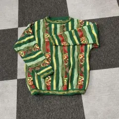 90s 3Dニット クージー風 総柄 セーター HIPHOP B-BOY 古着