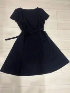 【美品】膝丈ワンピース　Lサイズ　ネイビー