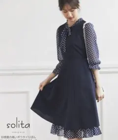 トッコ　ボウタイ　リボン　ドット　シフォン　ワンピース