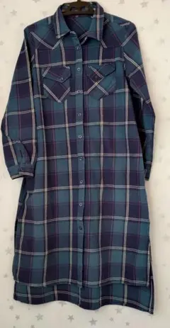 チェック柄ロングシャツ 長袖 Mサイズ