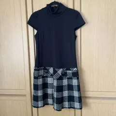 ツイード風プリーツワンピース M