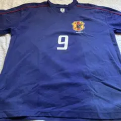 8SM1 小野伸二　日本代表　ゲームシャツ　Tシャツ　18番　青　サッカー　古着 8SM1 小野伸二 日本代表 ゲームシャツ Tシャツ 18番 青 サッカー 古着