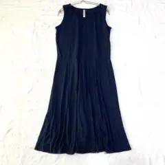 【アッシュイデアル】ノースリーブワンピース クルーネック シンプル Aライン L