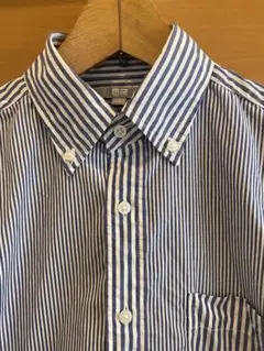 クレイジーパターン　ストライプシャツ ￼ブルー S エクストラファインコットン