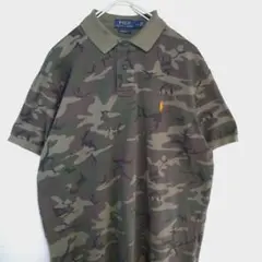 ポロラルフローレン　ポロシャツ　刺繍ロゴ　カモフラ　迷彩　総柄　Lサイズ
