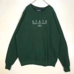 1448 カレッジ　ミシガン　大学　刺繍　ロゴ　スウェット　トレーナー　緑のサムネイル