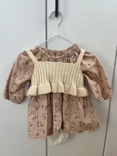 petit main 花柄ワンピース 80