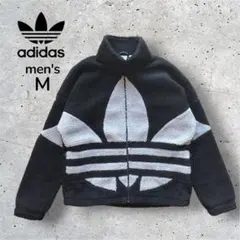 adidas アディダス ボアジャケット トレフォイル デカロゴ ブラック M
