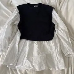 GU 黒と白 長袖シャツ S