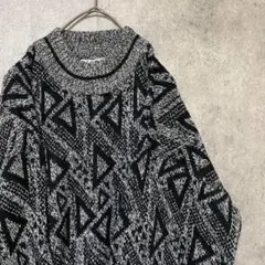 90s vintage 総柄ニット　セーター　アクリル　メンズ　M 古着　A6