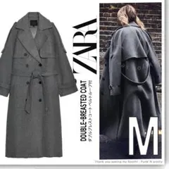 〇新品 ZARA ダブルブレストコート ベルトとループ付き Ｍ〇