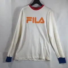 【新品タグ付 ・訳あり】FILA フィラ 長袖カットソー M 白 オレンジ ロゴのサムネイル