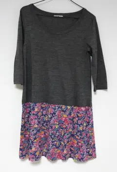 ships（シップス） グレー花柄チュニック 五分袖