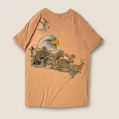 【アニマル】80s タグ無 動物 Tシャツ シングル M相当 肌色系