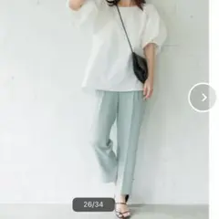 coca ハイウエスト テーパードパンツ ライトブルー　ショート