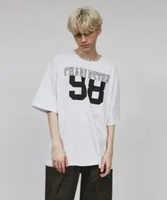 タケオキクチ 白リメイク風ナンバリング切替肉厚半袖フットボールTシャツXL★35のサムネイル