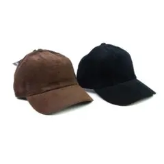 6◆未使用◆ニューハッタン◆コーデュロイキャップ 2点◆ブラック/ダークブラウン