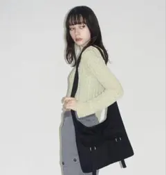 LAGUAGEM many pocketコットンショルダーバッグ ブラック