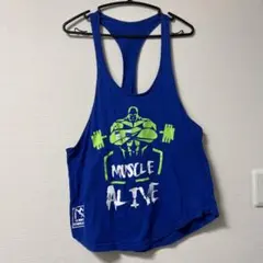 タンクトップ　青　メンズ　LLサイズ