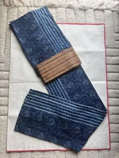 藍染　絞り　型染め　浴衣　菊唐草　縞　小紋　着物 藍染 絞り 型染め 浴衣 菊唐草 縞 小紋 着物 - メルカリ