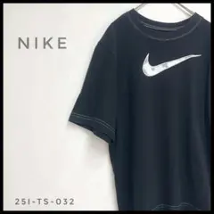 NIKE スウッシュロゴ　Tシャツ ブラック 刺繍ロゴ　ビッグサイズ　デカロゴ