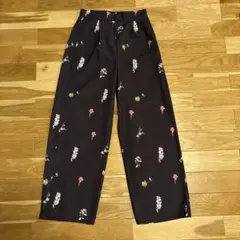 花柄ワイドパンツ 黒