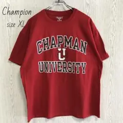 Champion　チャンピオン　刺繍　半袖Tシャツ　カレッジ　大学　赤　XL