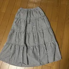 GU ギンガムチェック ティアードロングスカート S