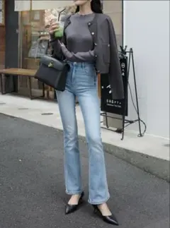 GRL ハイウエストフレアデニムパンツ[cu498