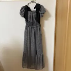 An MILLE アンミール ギンガムリボンパフワンピース