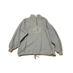 水色　猫　ハーフジップアップ スウェット