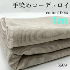 S509　手染めコーデュロイ　1ｍ　綿100％　ベージュ系　生地　10ウェル