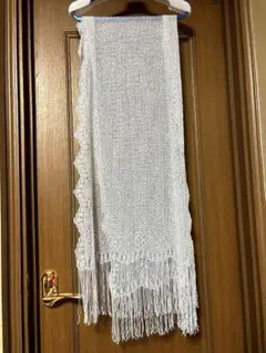 シルバーレース ストール フリンジ付き