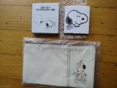 【非売品・未使用】スヌーピー コンパクトミラー＆レザー調ポーチ（白）2点セットのサムネイル